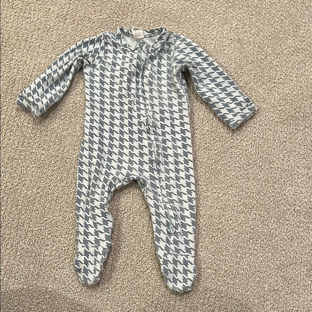 Kate Quinn Blue on Blue Houndstooth  Footie One Piece with Full-Body Coverage